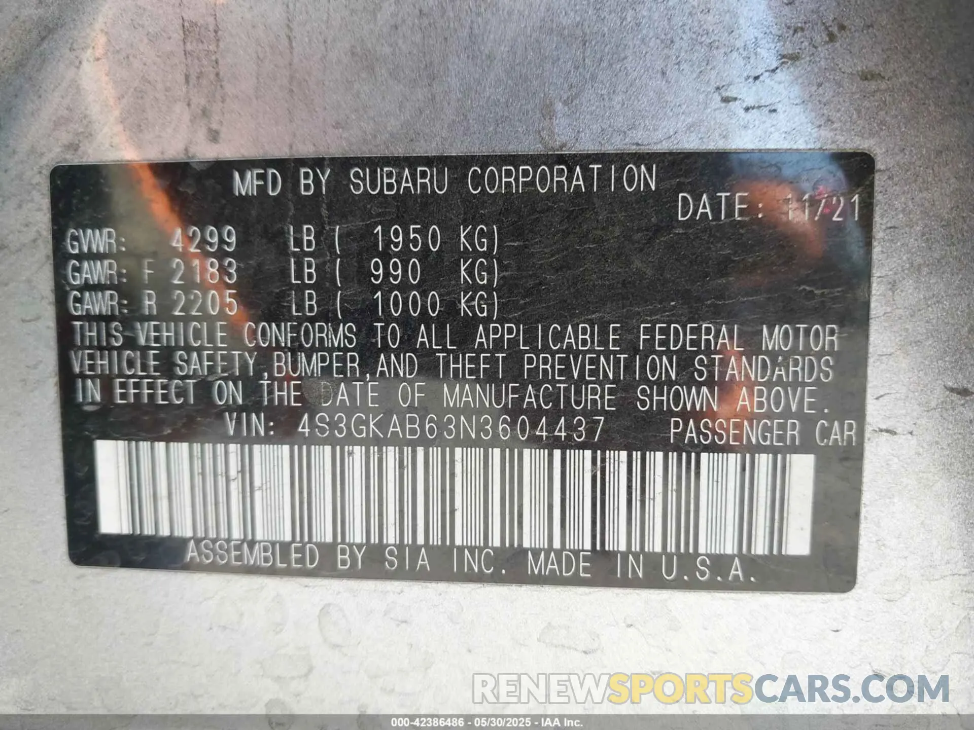 9 Photograph of a damaged car 4S3GKAB63N3604437 SUBARU IMPREZA 2022
