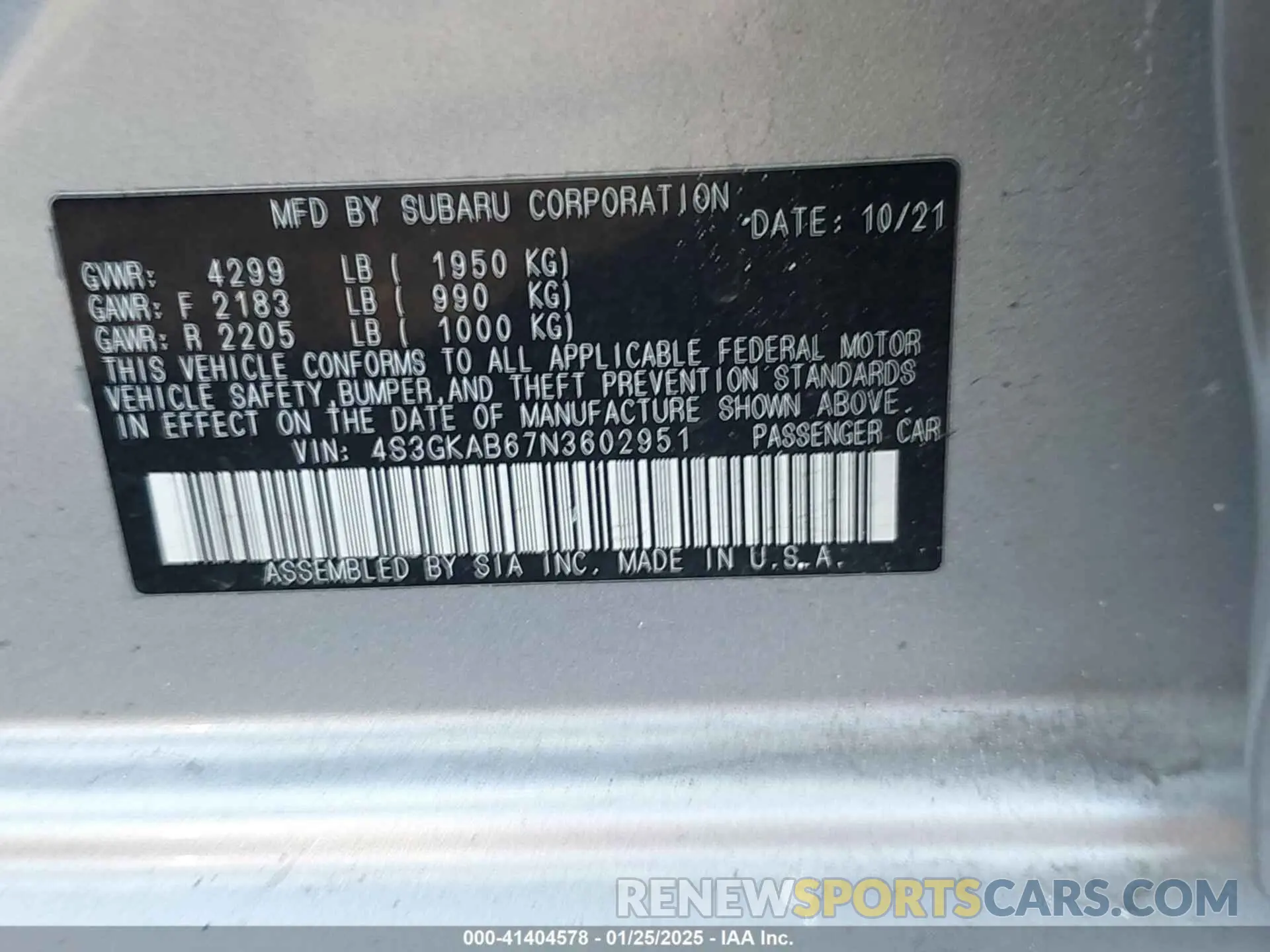 9 Photograph of a damaged car 4S3GKAB67N3602951 SUBARU IMPREZA 2022
