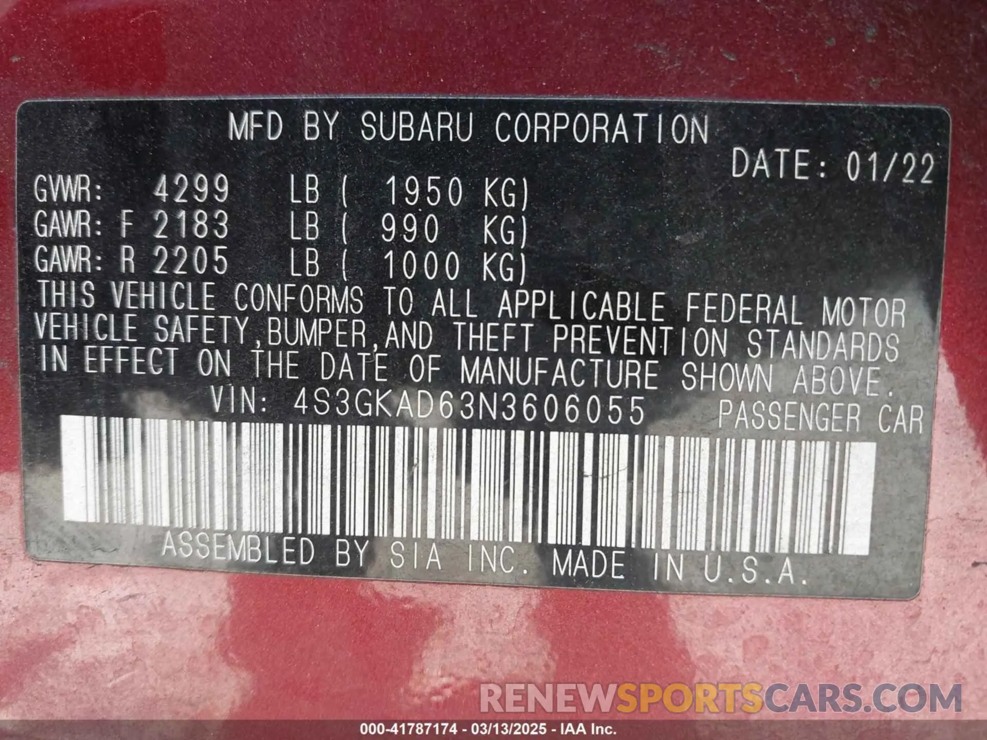 9 Photograph of a damaged car 4S3GKAD63N3606055 SUBARU IMPREZA 2022