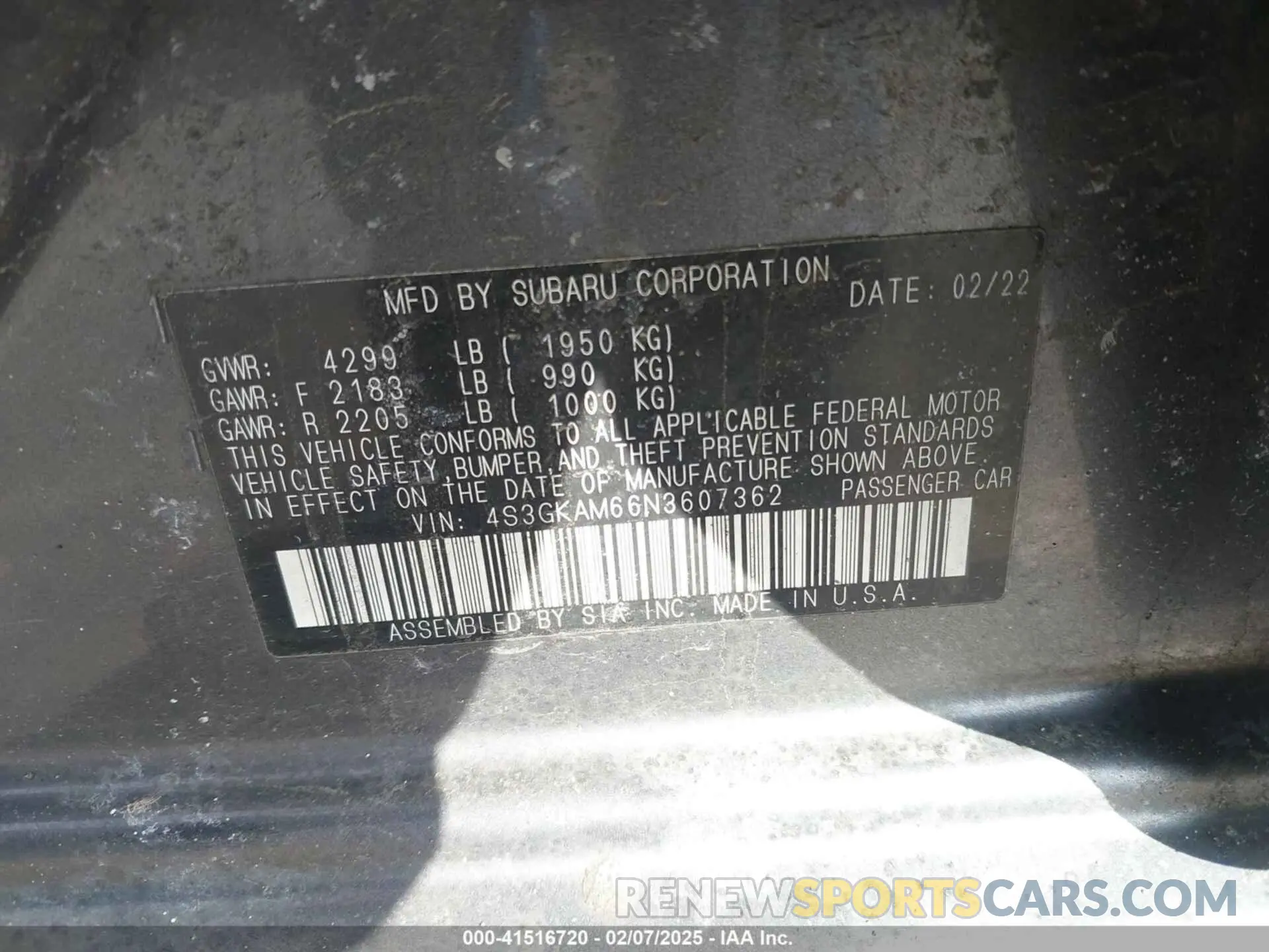 9 Photograph of a damaged car 4S3GKAM66N3607362 SUBARU IMPREZA 2022