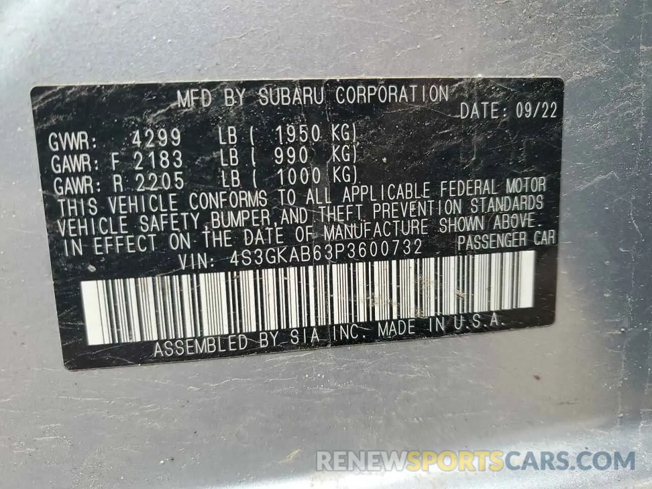 12 Photograph of a damaged car 4S3GKAB63P3600732 SUBARU IMPREZA 2023