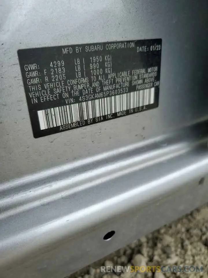 13 Photograph of a damaged car 4S3GKAM65P3603533 SUBARU IMPREZA 2023
