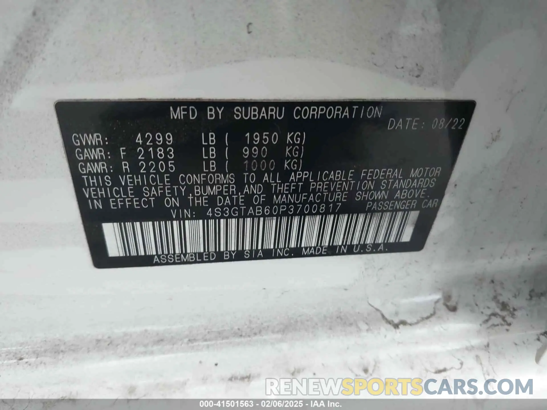 9 Photograph of a damaged car 4S3GTAB60P3700817 SUBARU IMPREZA 2023