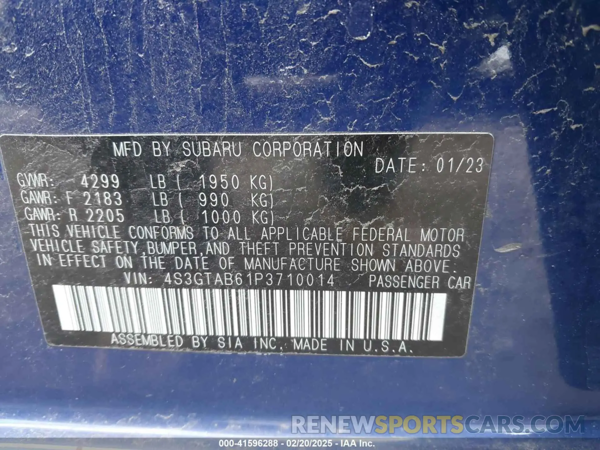 9 Photograph of a damaged car 4S3GTAB61P3710014 SUBARU IMPREZA 2023