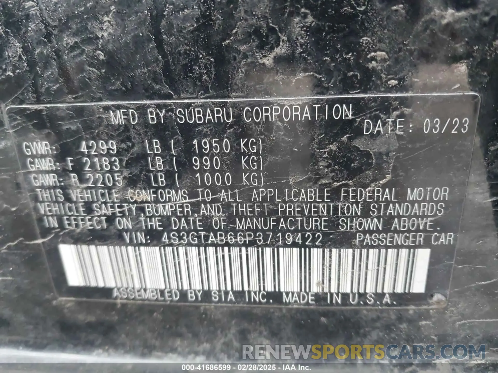 9 Photograph of a damaged car 4S3GTAB66P3719422 SUBARU IMPREZA 2023