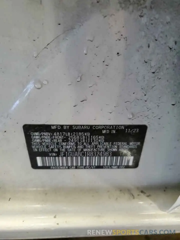 13 Photograph of a damaged car JF1GUABC1R8324983 SUBARU IMPREZA 2024