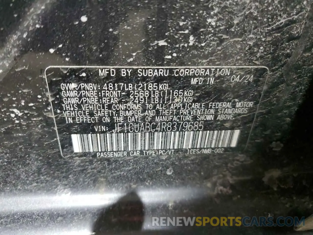 13 Photograph of a damaged car JF1GUABC4R8379685 SUBARU IMPREZA 2024