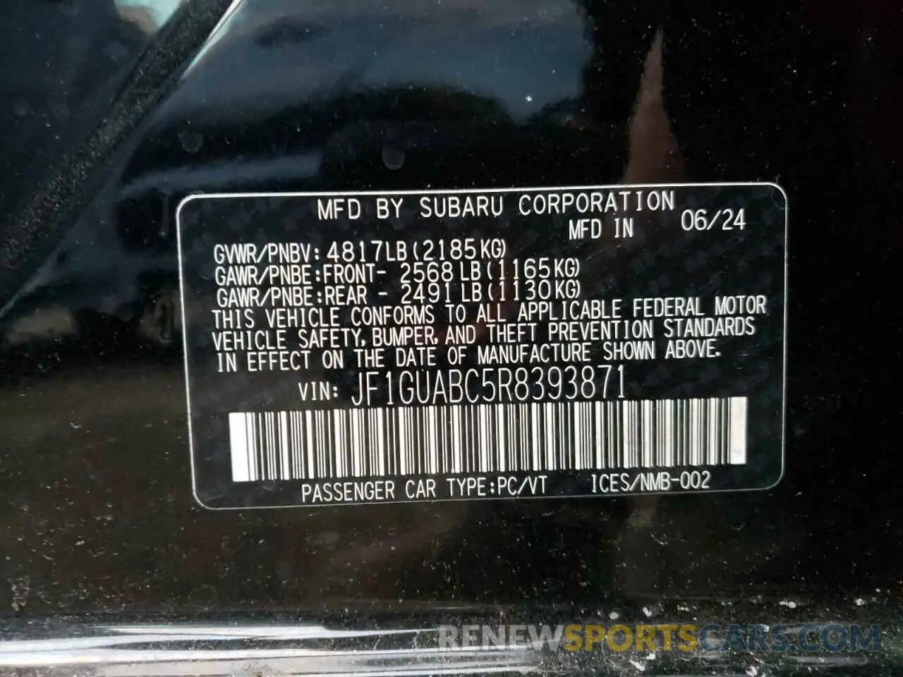 13 Photograph of a damaged car JF1GUABC5R8393871 SUBARU IMPREZA 2024