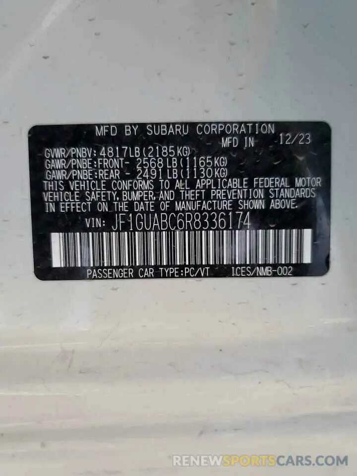 12 Photograph of a damaged car JF1GUABC6R8336174 SUBARU IMPREZA 2024