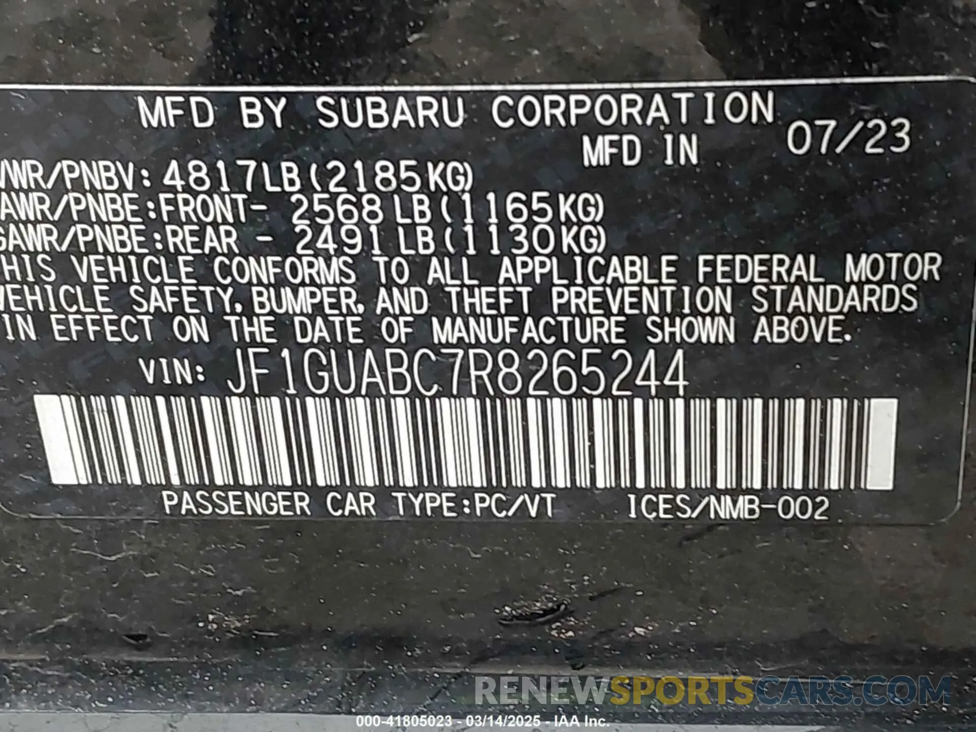 9 Photograph of a damaged car JF1GUABC7R8265244 SUBARU IMPREZA 2024