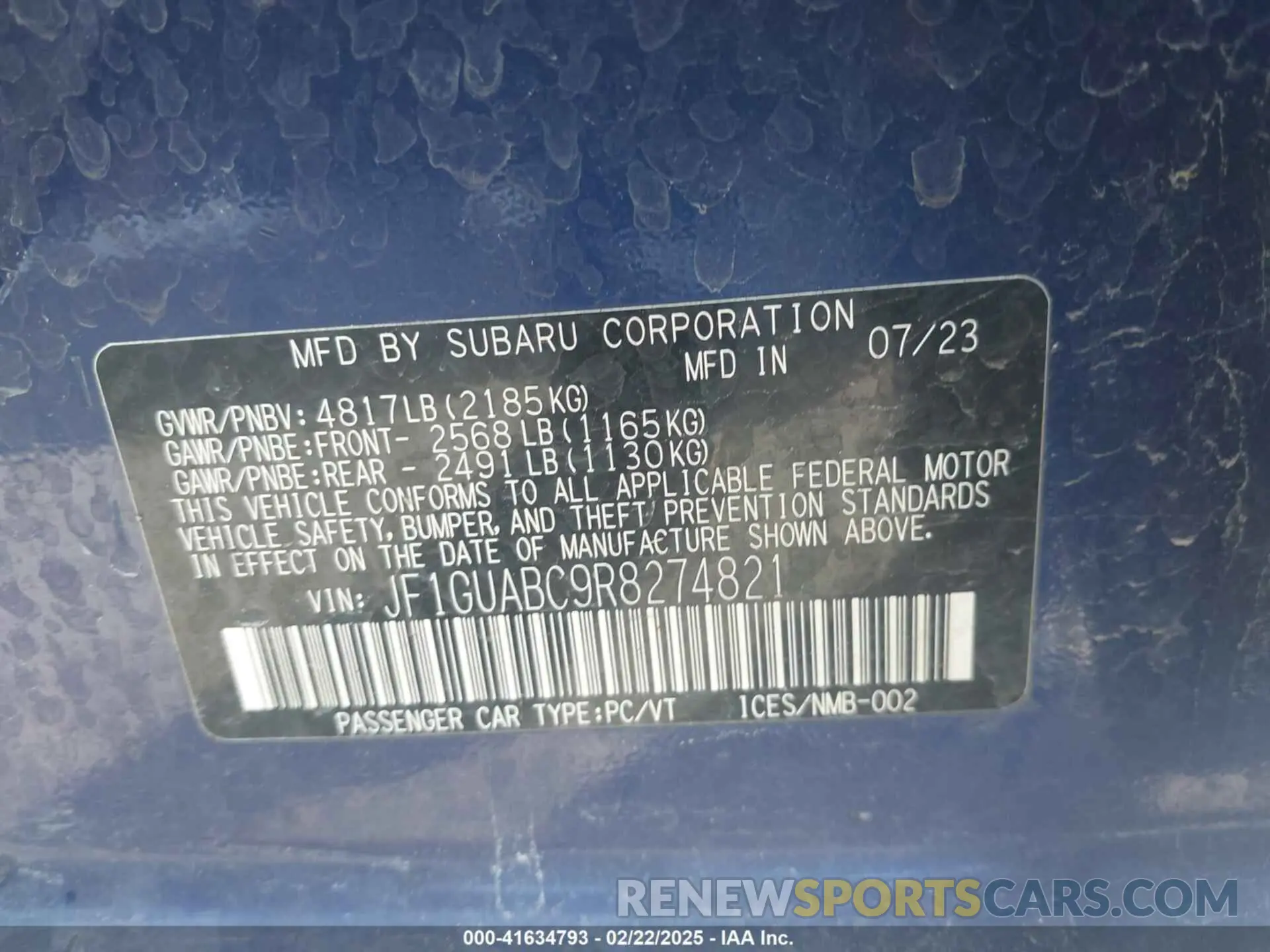 9 Photograph of a damaged car JF1GUABC9R8274821 SUBARU IMPREZA 2024