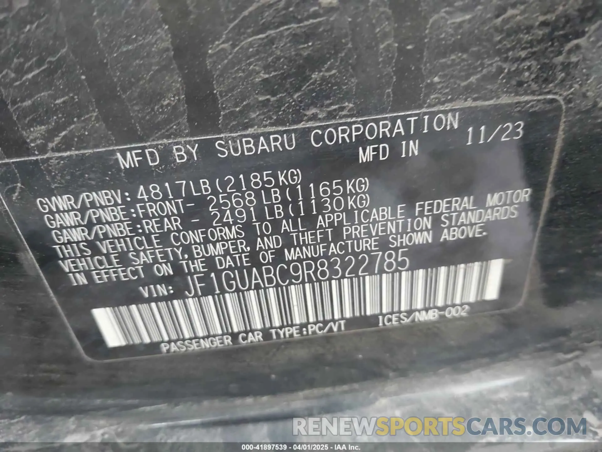 9 Photograph of a damaged car JF1GUABC9R8322785 SUBARU IMPREZA 2024