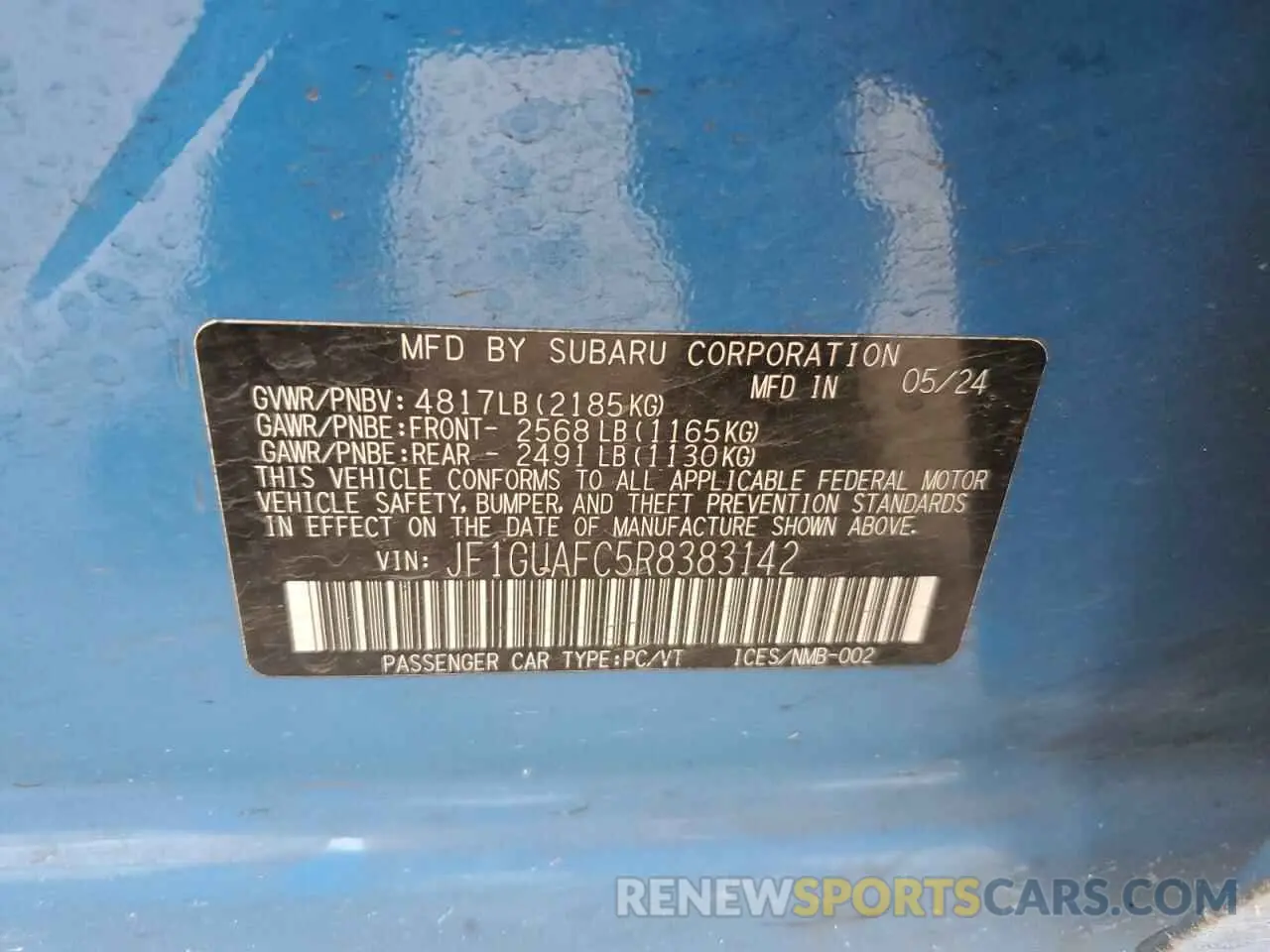 13 Photograph of a damaged car JF1GUAFC5R8383142 SUBARU IMPREZA 2024