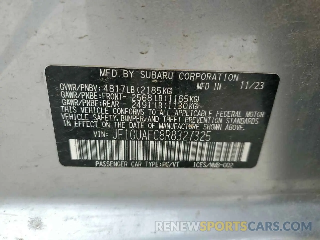 13 Photograph of a damaged car JF1GUAFC8R8327325 SUBARU IMPREZA 2024