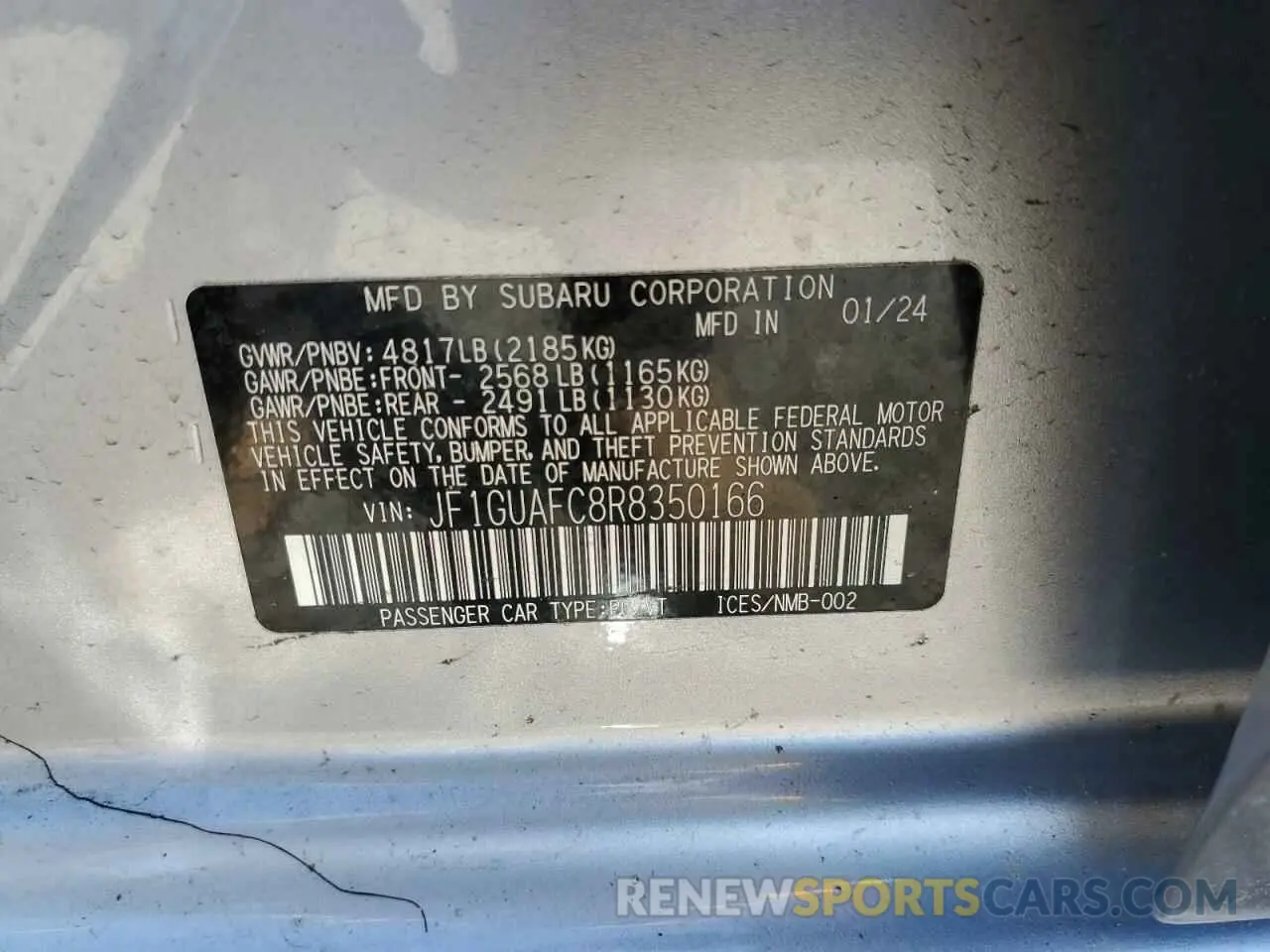 13 Photograph of a damaged car JF1GUAFC8R8350166 SUBARU IMPREZA 2024