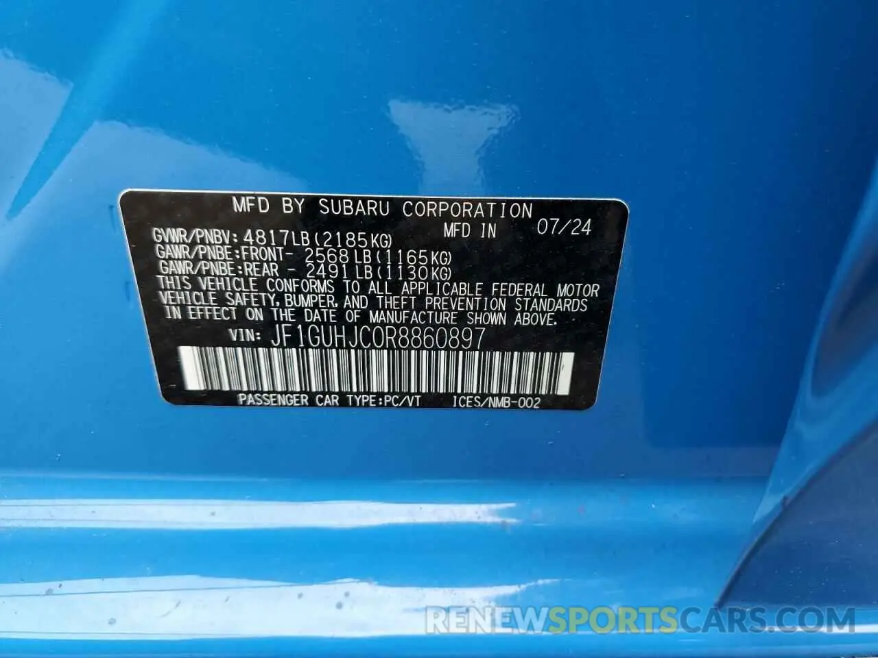 12 Photograph of a damaged car JF1GUHJC0R8860897 SUBARU IMPREZA 2024
