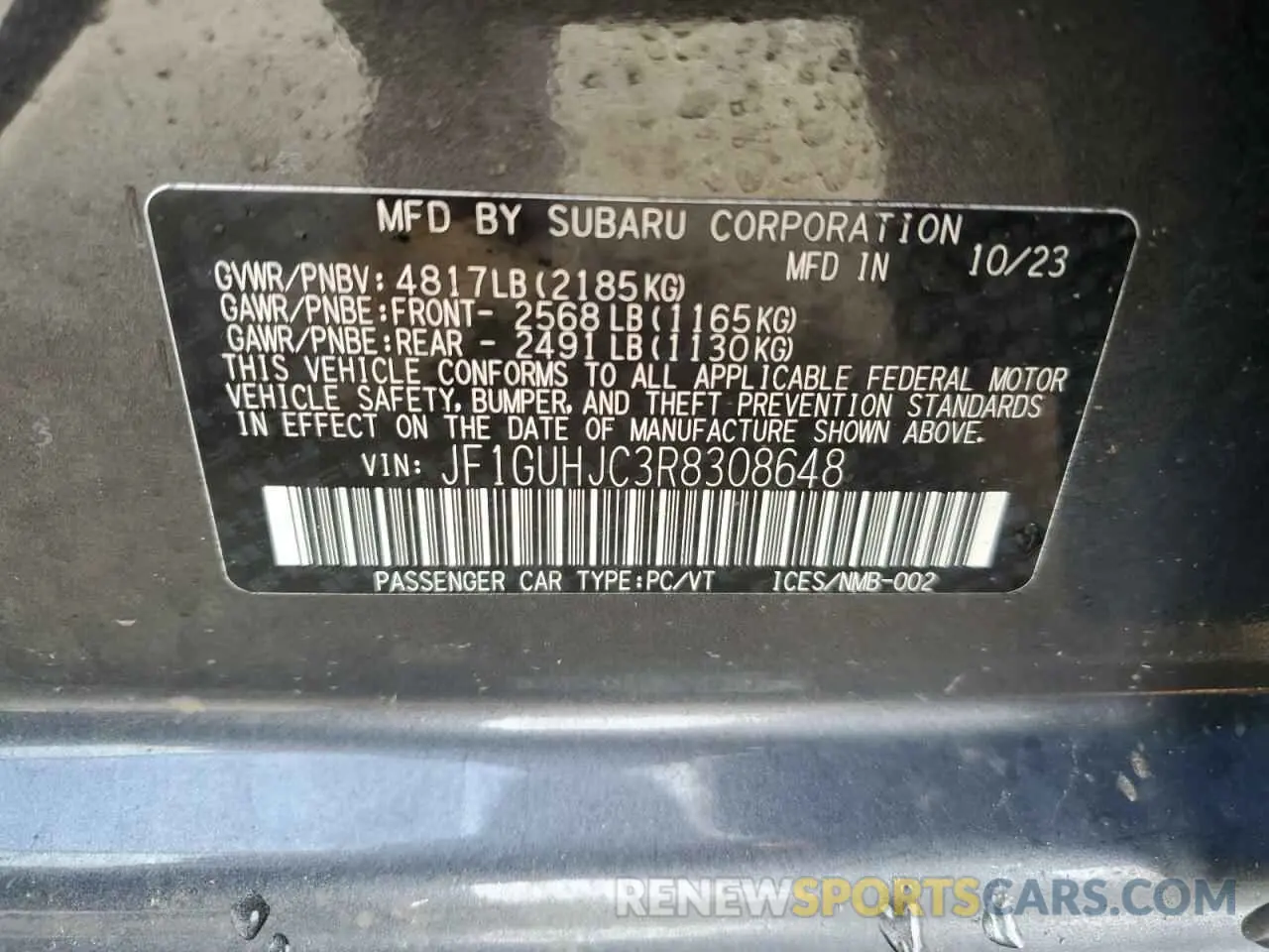12 Photograph of a damaged car JF1GUHJC3R8308648 SUBARU IMPREZA 2024