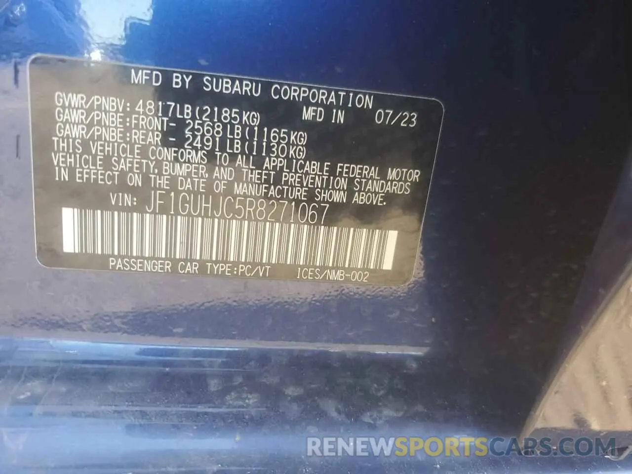13 Photograph of a damaged car JF1GUHJC5R8271067 SUBARU IMPREZA 2024