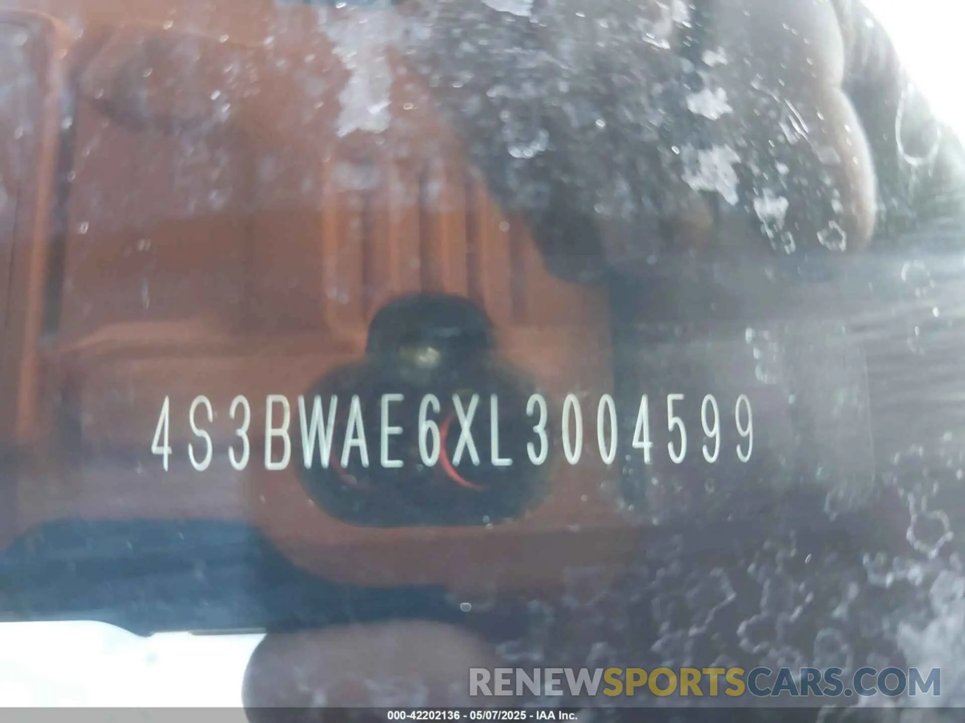 9 Photograph of a damaged car 4S3BWAE6XL3004599 SUBARU LEGACY 2020