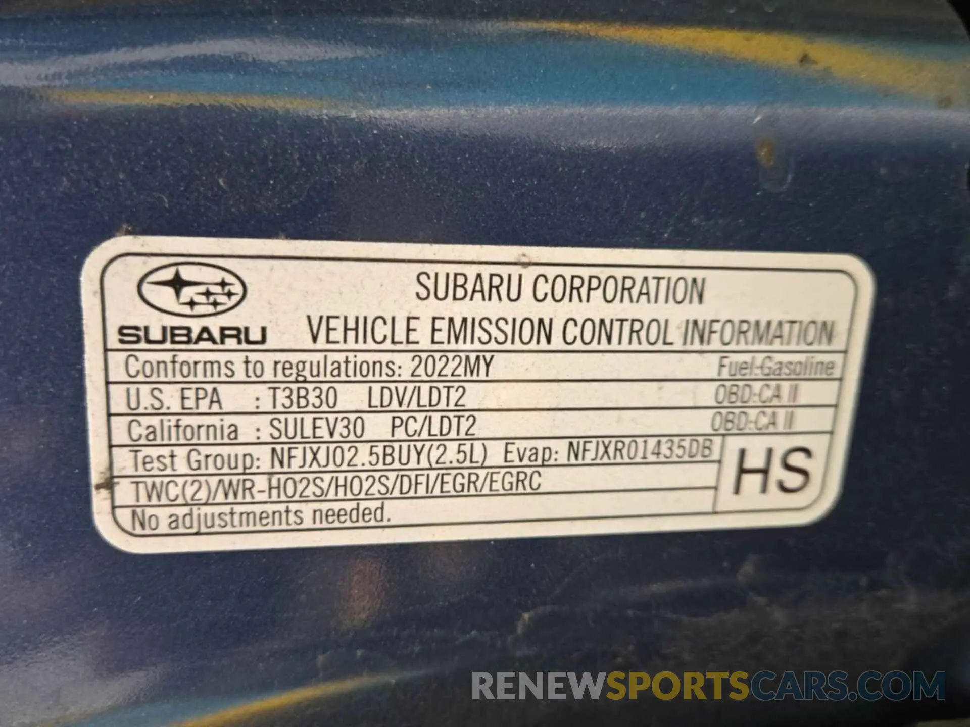 34 Photograph of a damaged car 4S3BWAN63N3016872 SUBARU LEGACY 2022