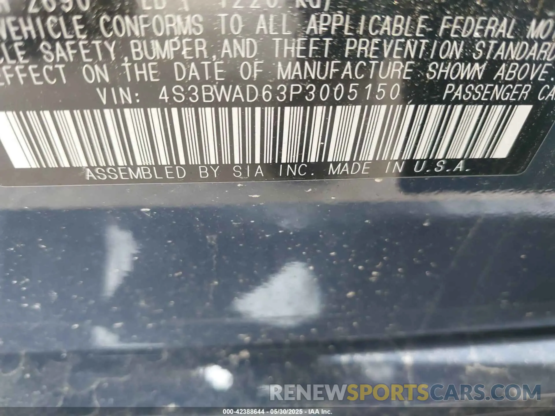 9 Photograph of a damaged car 4S3BWAD63P3005150 SUBARU LEGACY 2023