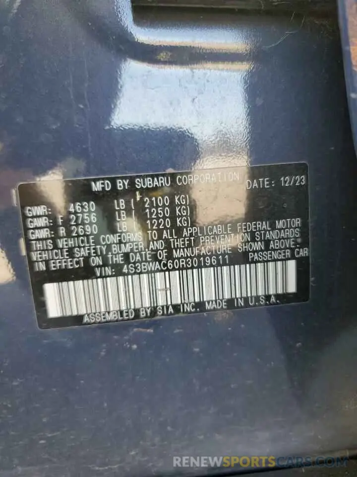 15 Photograph of a damaged car 4S3BWAC60R3019611 SUBARU LEGACY 2024