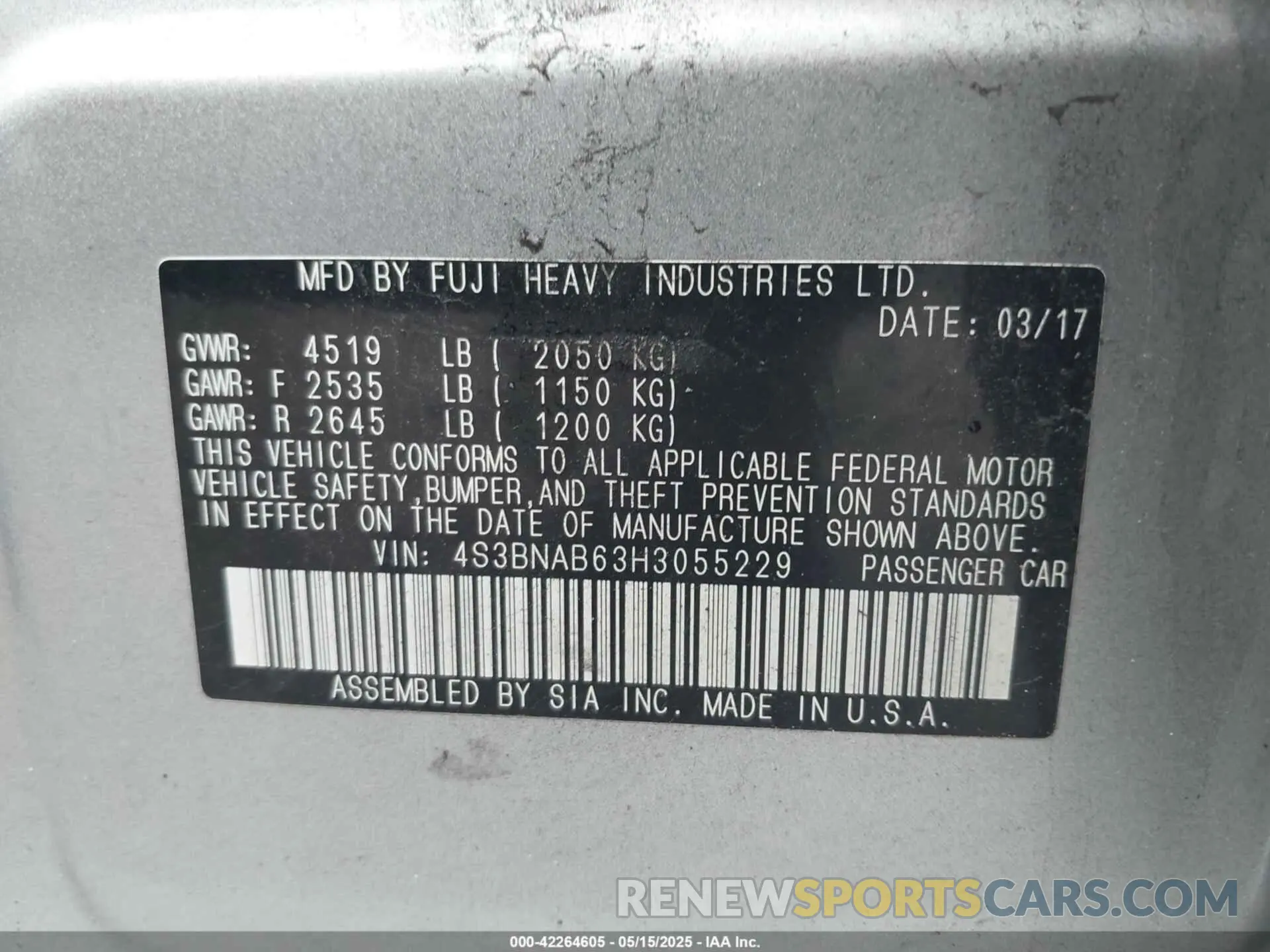 9 Photograph of a damaged car 4S3BWAD65R3029128 SUBARU LEGACY 2024