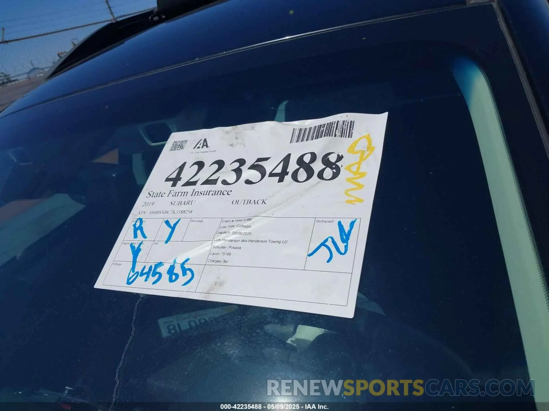 17 Photograph of a damaged car 4S4BSABC7K3388258 SUBARU OUTBACK 2019