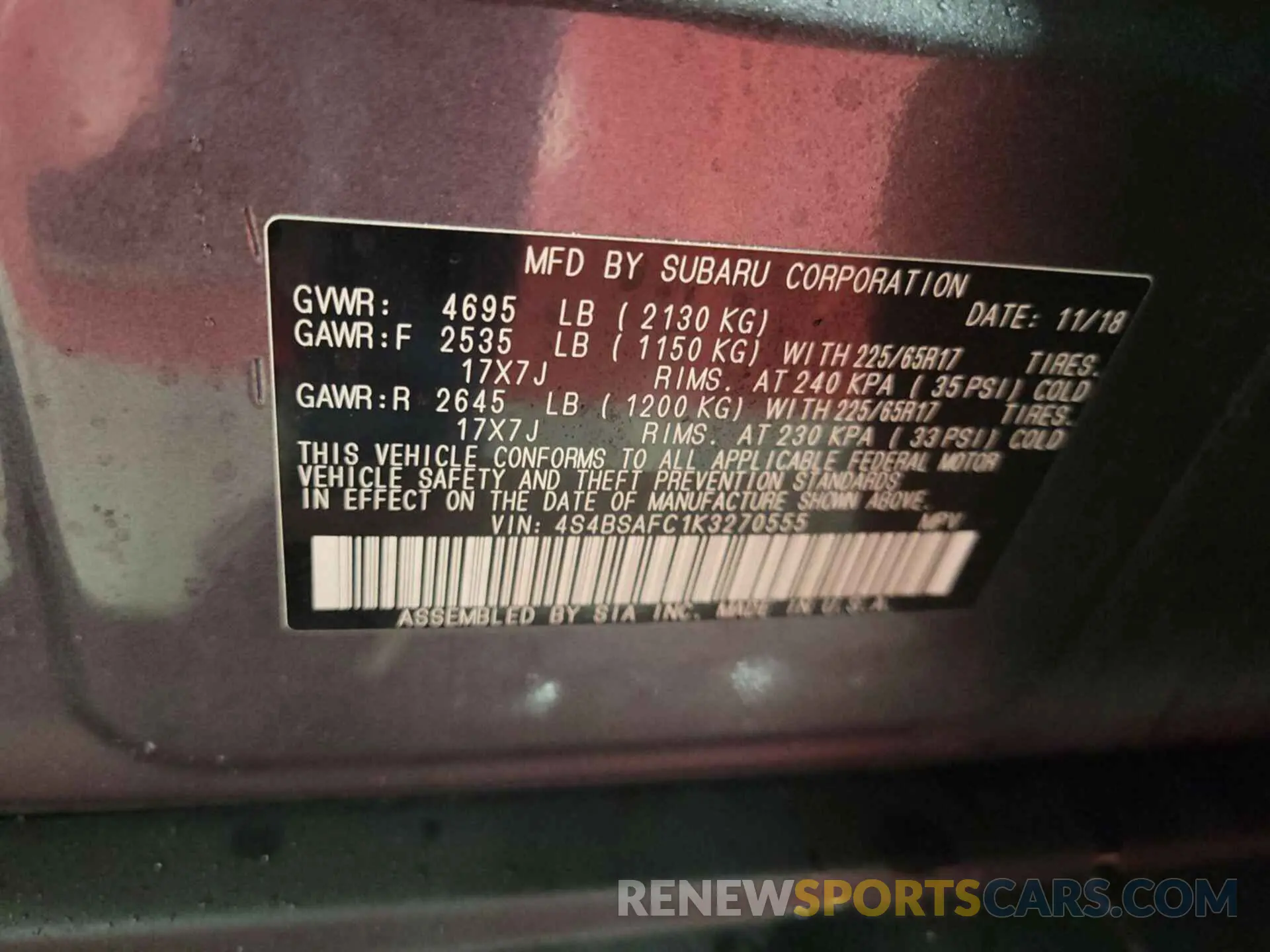 28 Photograph of a damaged car 4S4BSAFC1K3270555 SUBARU OUTBACK 2019