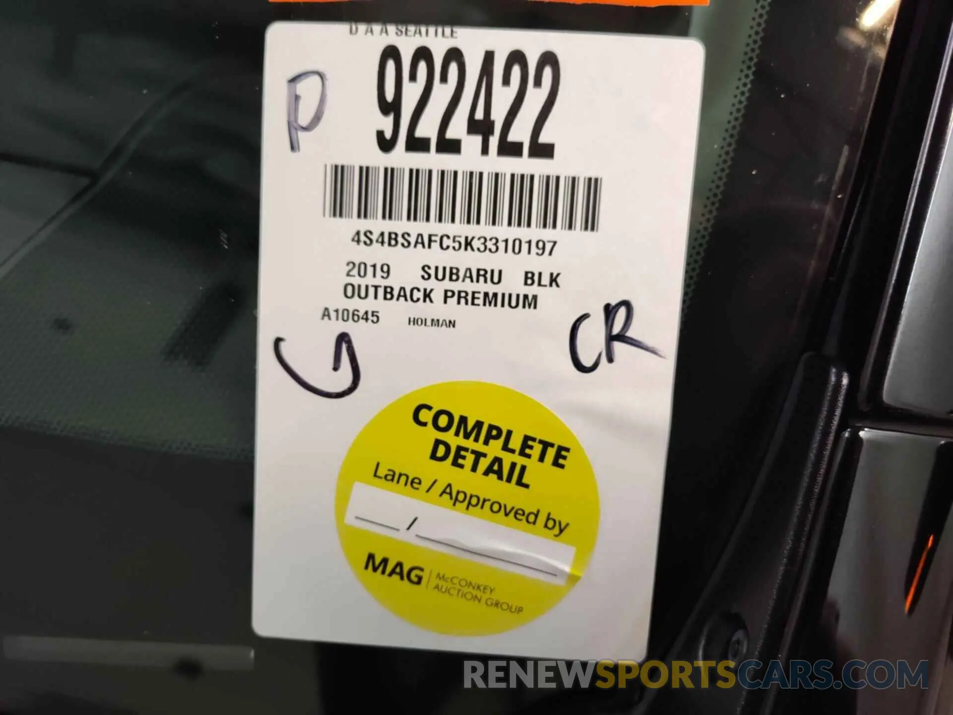 20 Photograph of a damaged car 4S4BSAFC5K3310197 SUBARU OUTBACK 2019