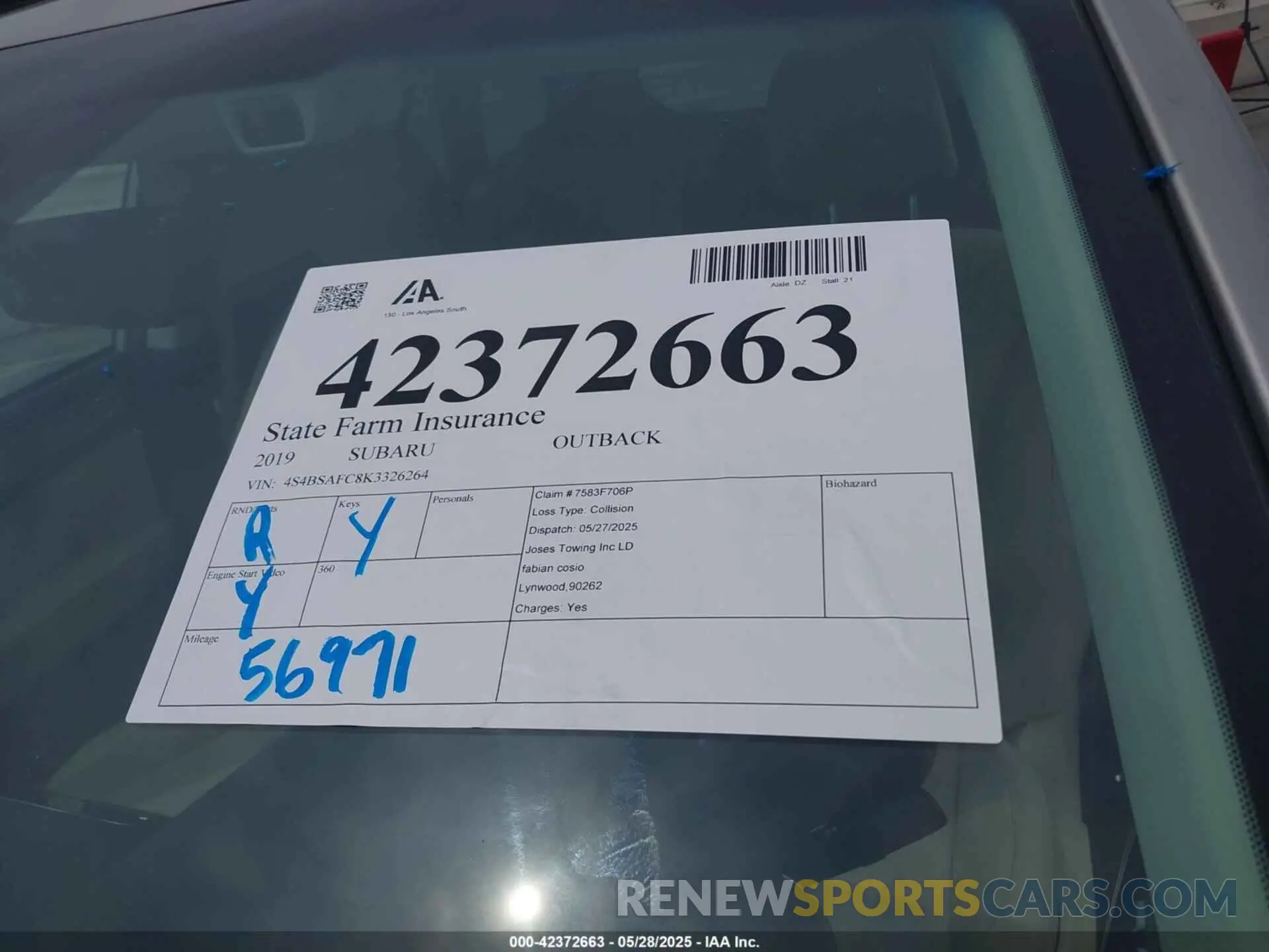 18 Photograph of a damaged car 4S4BSAFC8K3326264 SUBARU OUTBACK 2019