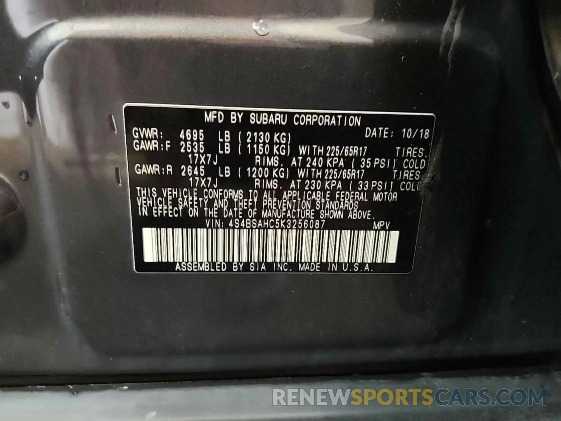 23 Photograph of a damaged car 4S4BSAHC5K3256087 SUBARU OUTBACK 2019