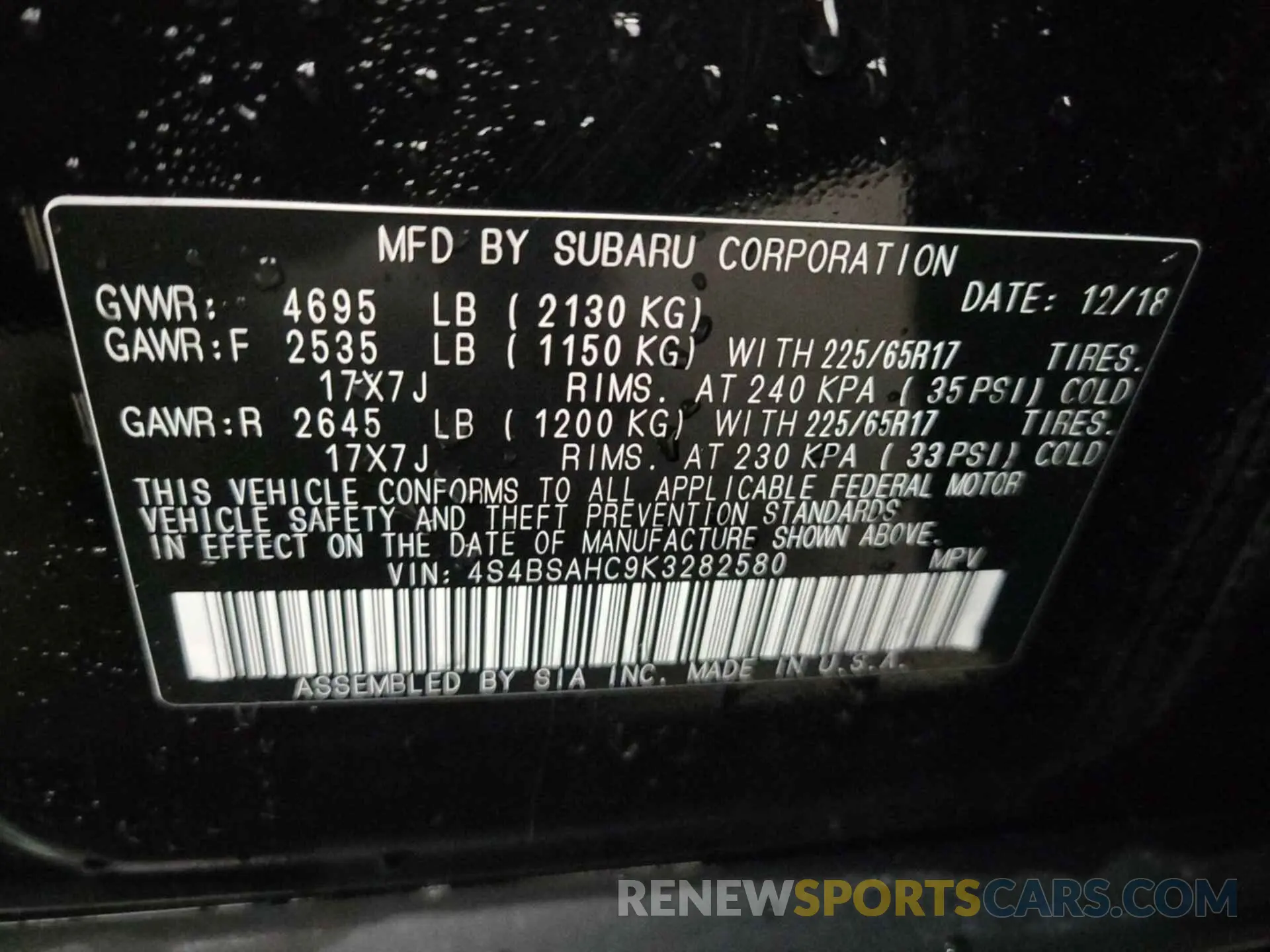 24 Photograph of a damaged car 4S4BSAHC9K3282580 SUBARU OUTBACK 2019