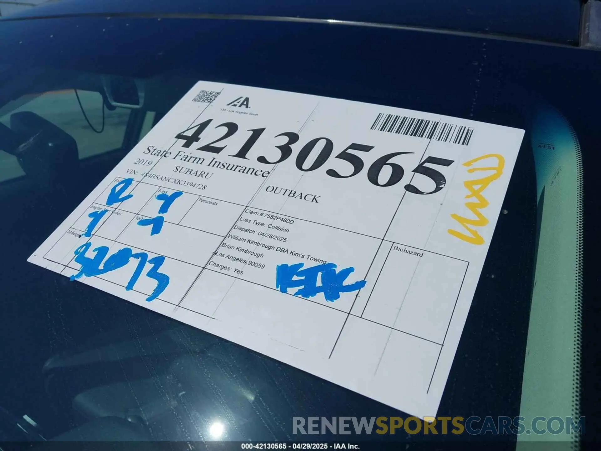 18 Photograph of a damaged car 4S4BSANCXK3394728 SUBARU OUTBACK 2019