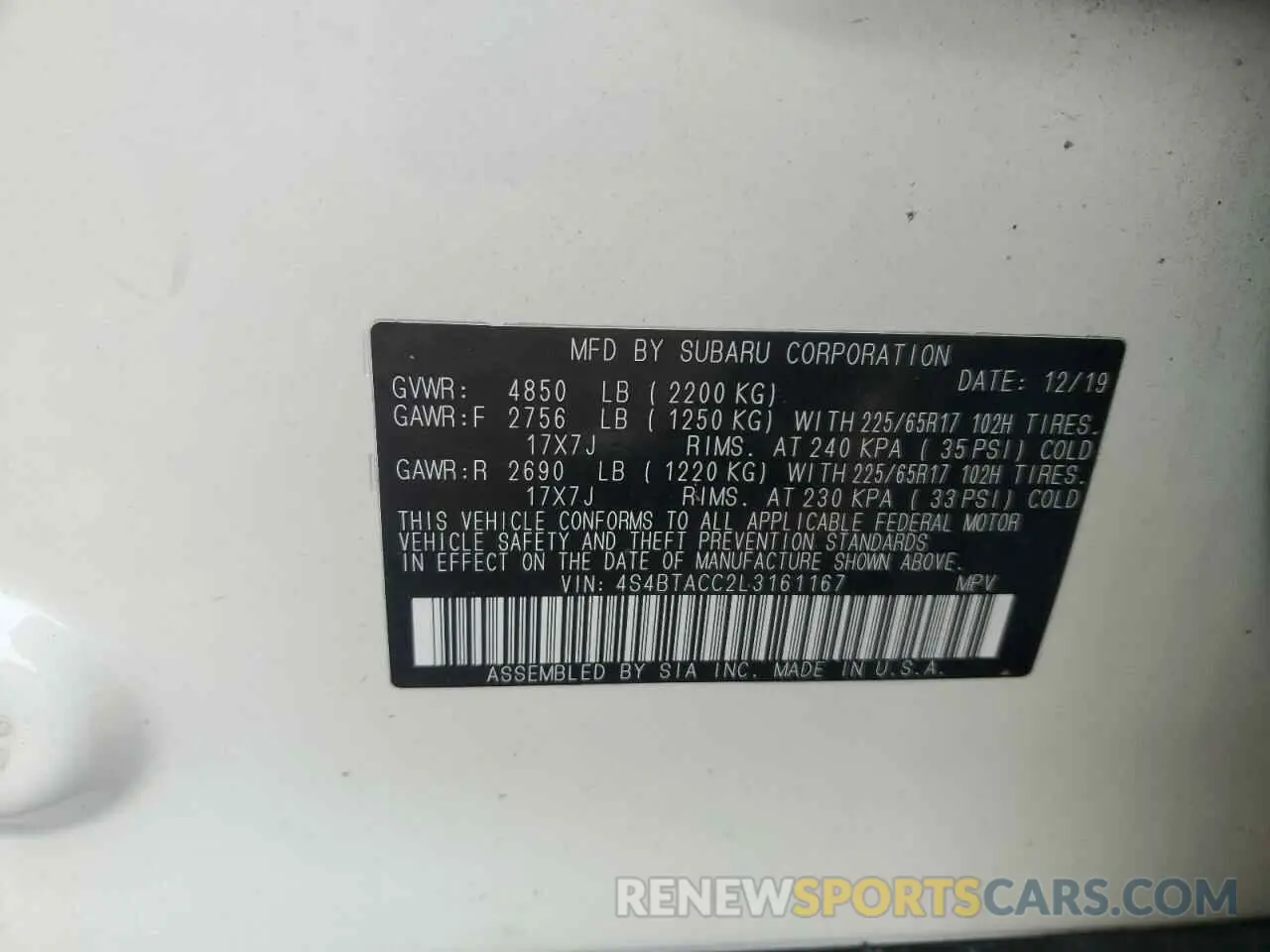 15 Photograph of a damaged car 4S4BTACC2L3161167 SUBARU OUTBACK 2020