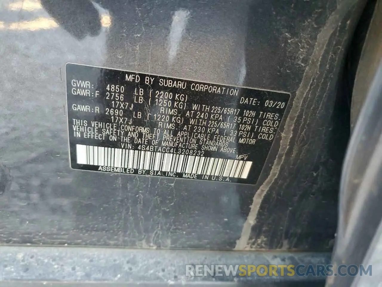 15 Photograph of a damaged car 4S4BTACC4L3208232 SUBARU OUTBACK 2020