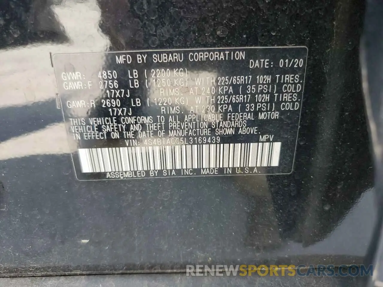 13 Photograph of a damaged car 4S4BTACC5L3169439 SUBARU OUTBACK 2020