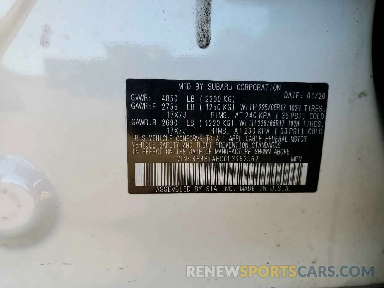 14 Photograph of a damaged car 4S4BTAEC6L3162562 SUBARU OUTBACK 2020