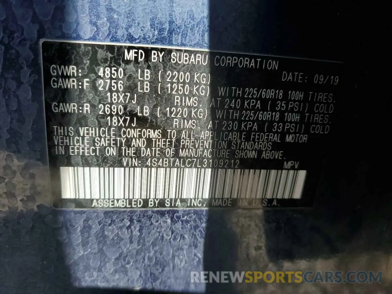 14 Photograph of a damaged car 4S4BTALC7L3109212 SUBARU OUTBACK 2020