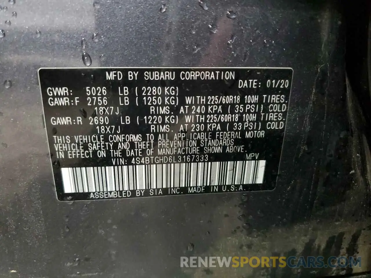 13 Photograph of a damaged car 4S4BTGHD6L3167333 SUBARU OUTBACK 2020