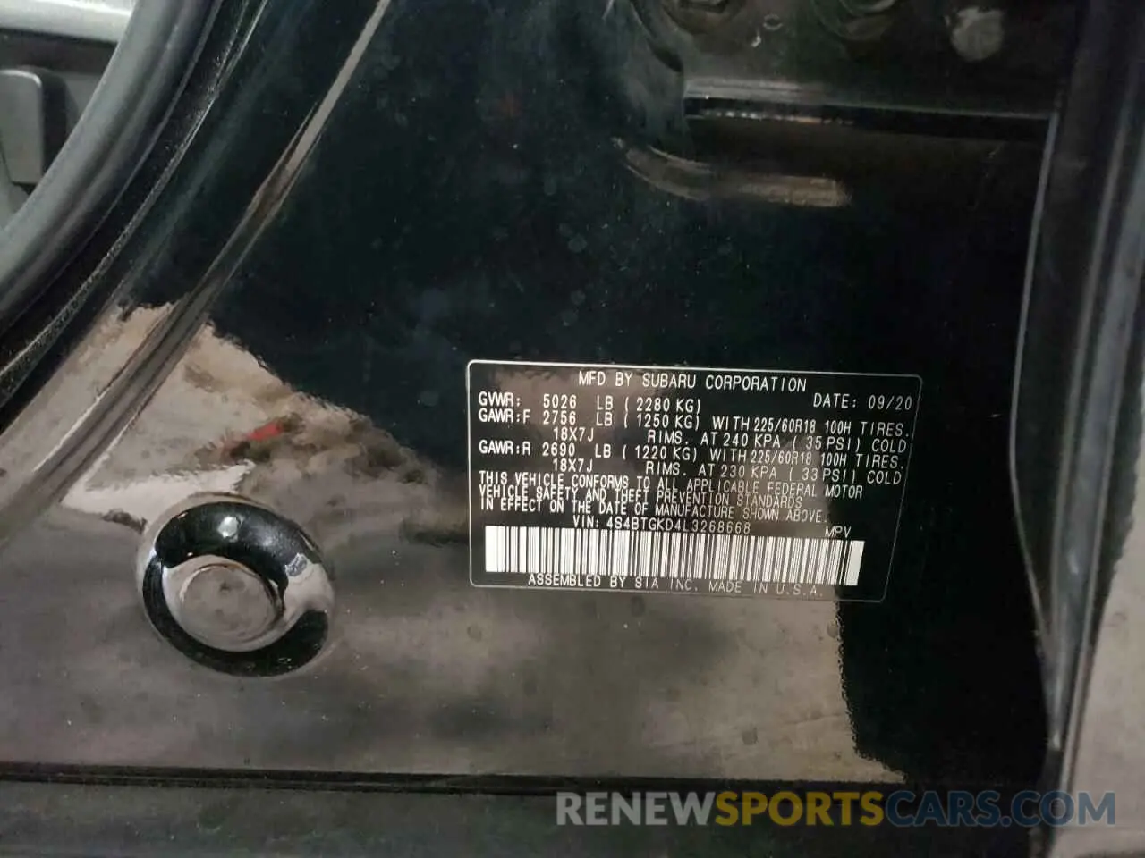 13 Photograph of a damaged car 4S4BTGKD4L3268668 SUBARU OUTBACK 2020