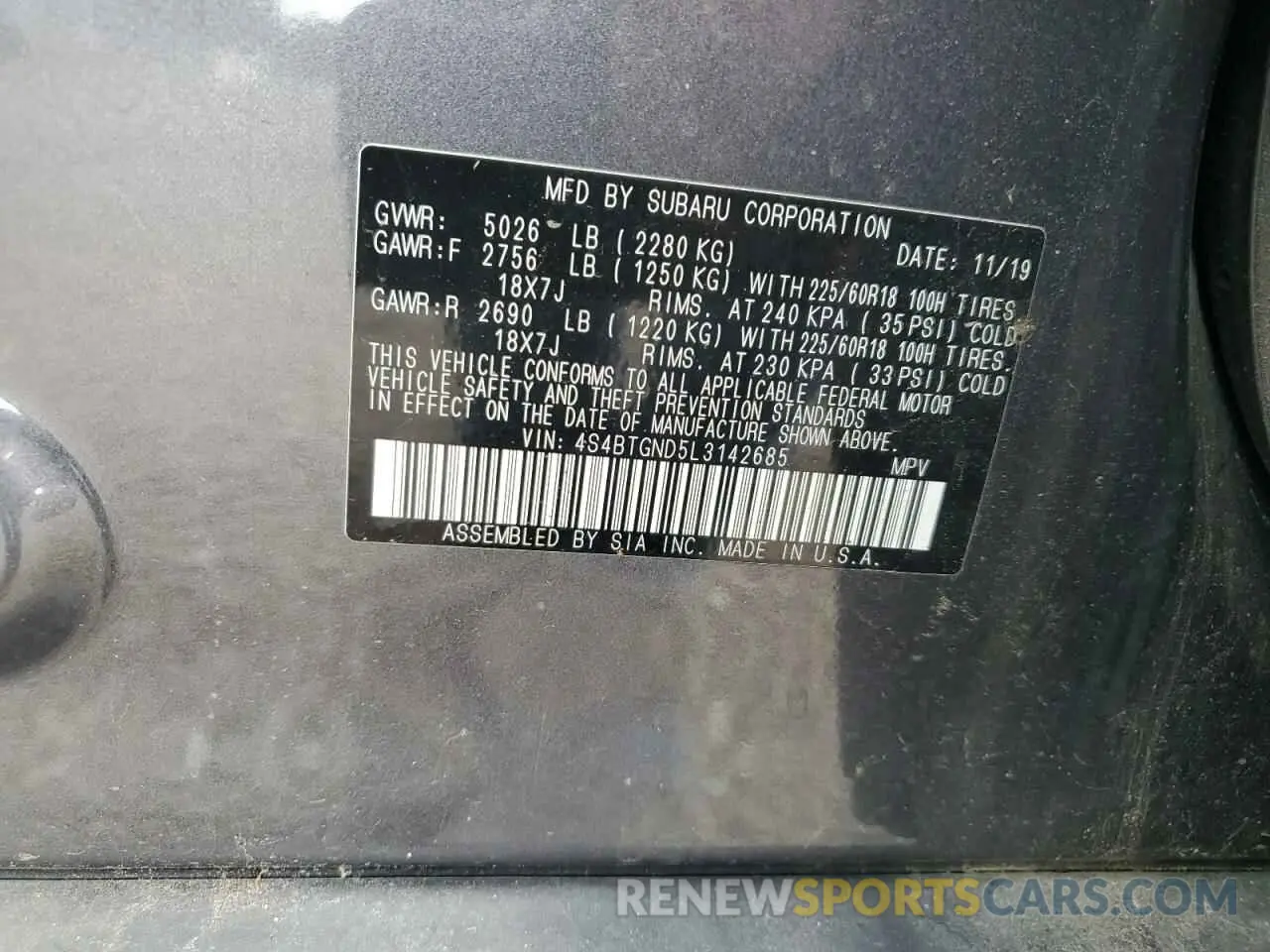 14 Photograph of a damaged car 4S4BTGND5L3142685 SUBARU OUTBACK 2020