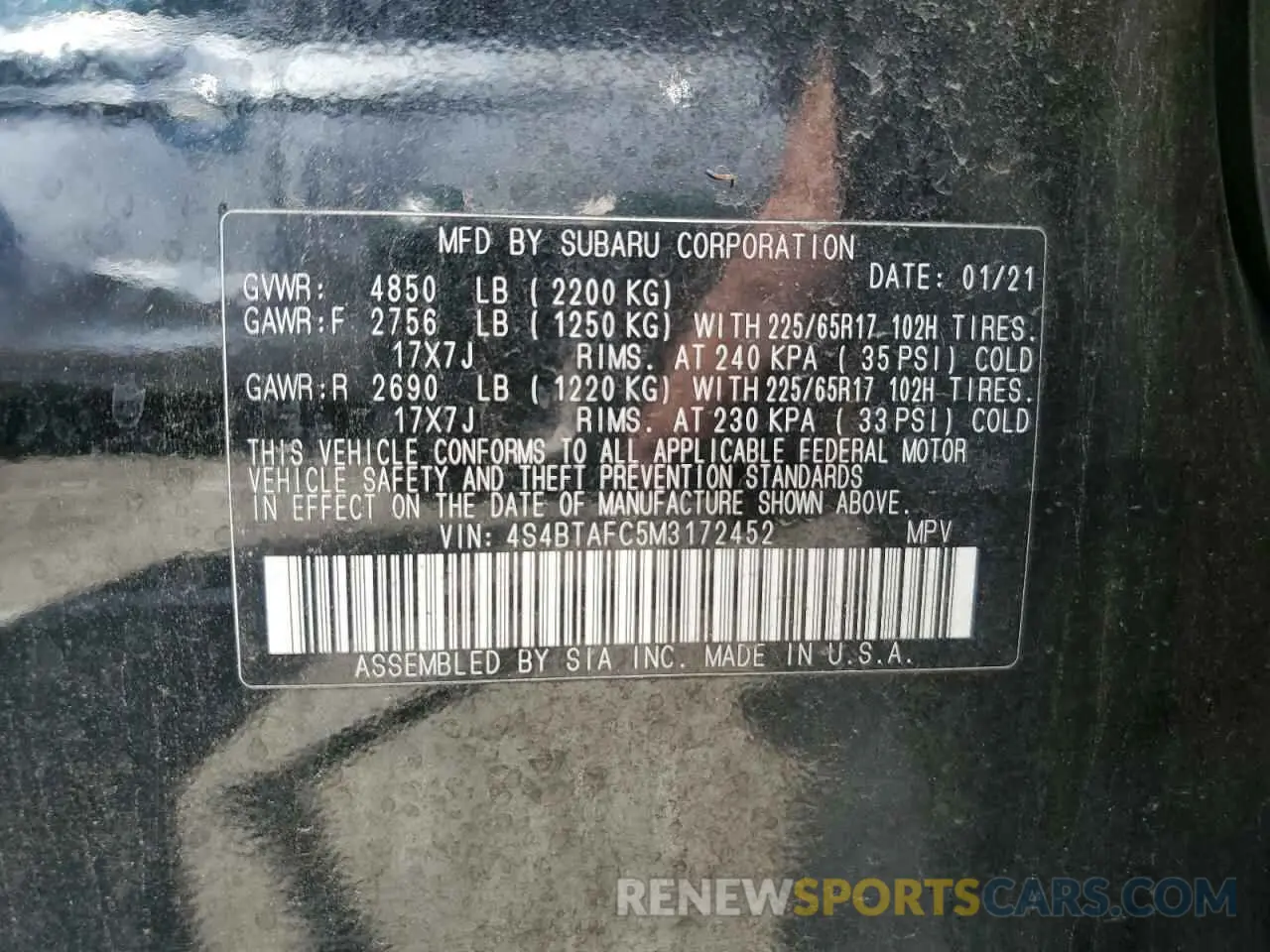 14 Photograph of a damaged car 4S4BTAFC5M3172452 SUBARU OUTBACK 2021