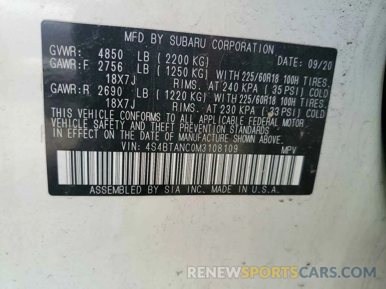 13 Photograph of a damaged car 4S4BTANC0M3108109 SUBARU OUTBACK 2021