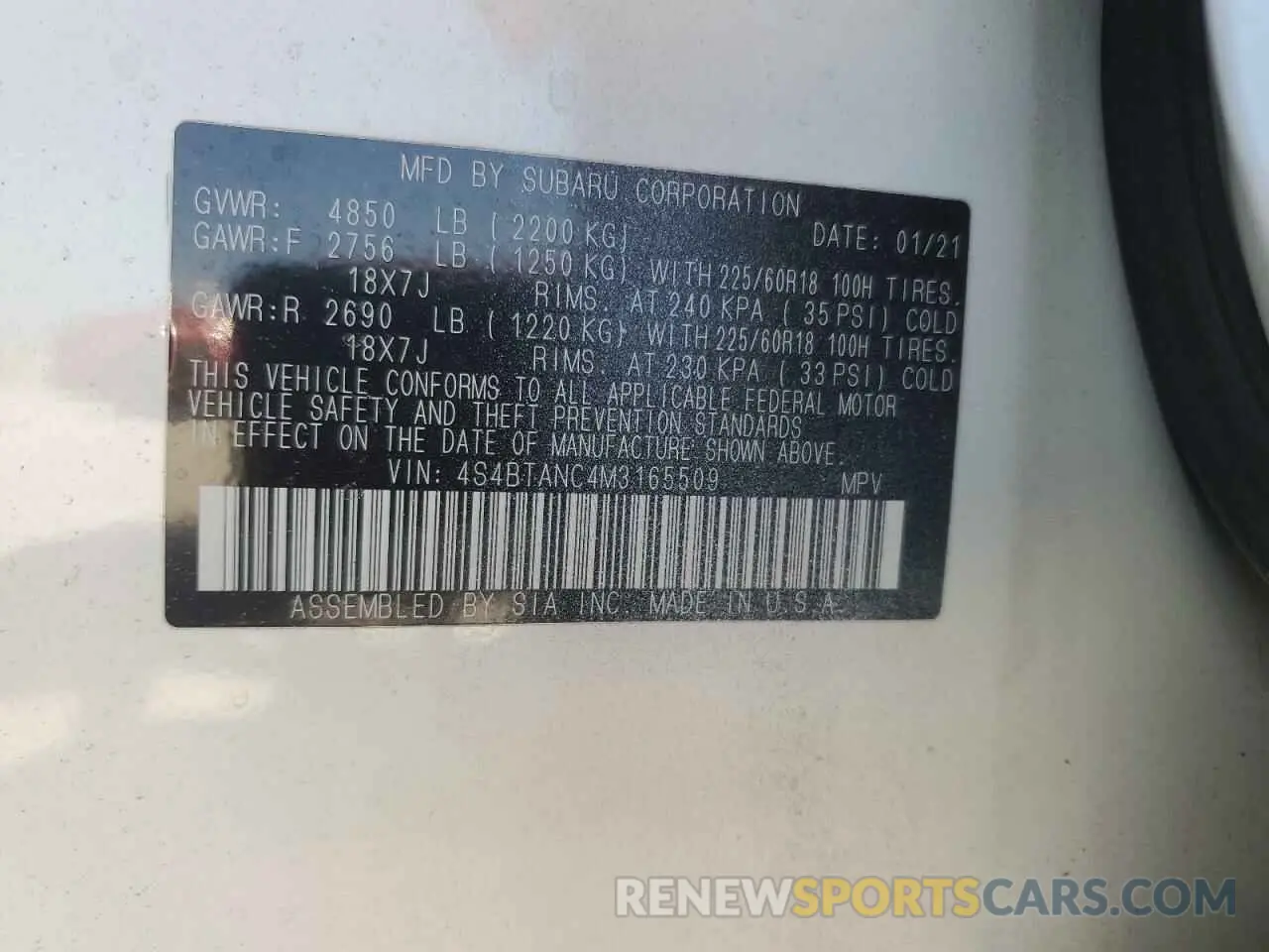 13 Photograph of a damaged car 4S4BTANC4M3165509 SUBARU OUTBACK 2021