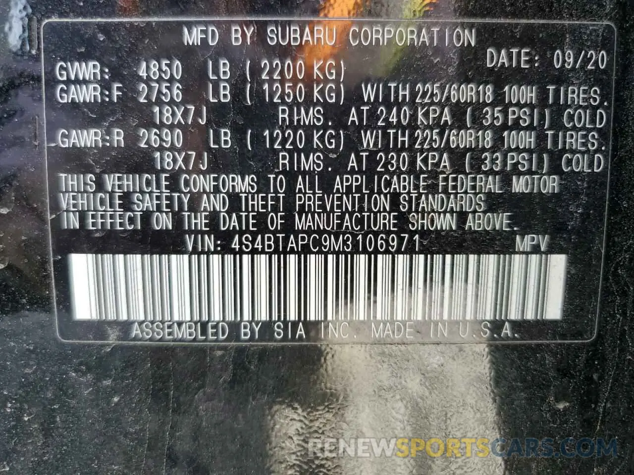 13 Photograph of a damaged car 4S4BTAPC9M3106971 SUBARU OUTBACK 2021
