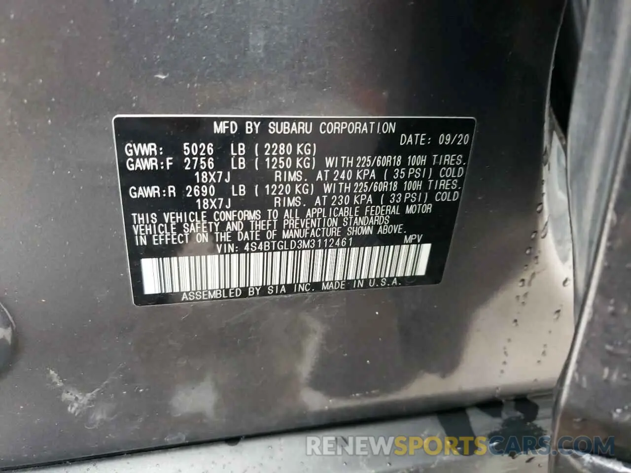 13 Photograph of a damaged car 4S4BTGLD3M3112461 SUBARU OUTBACK 2021