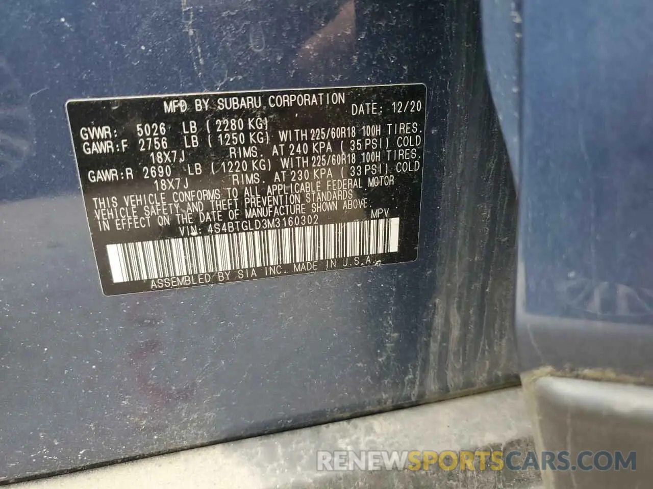 13 Photograph of a damaged car 4S4BTGLD3M3160302 SUBARU OUTBACK 2021