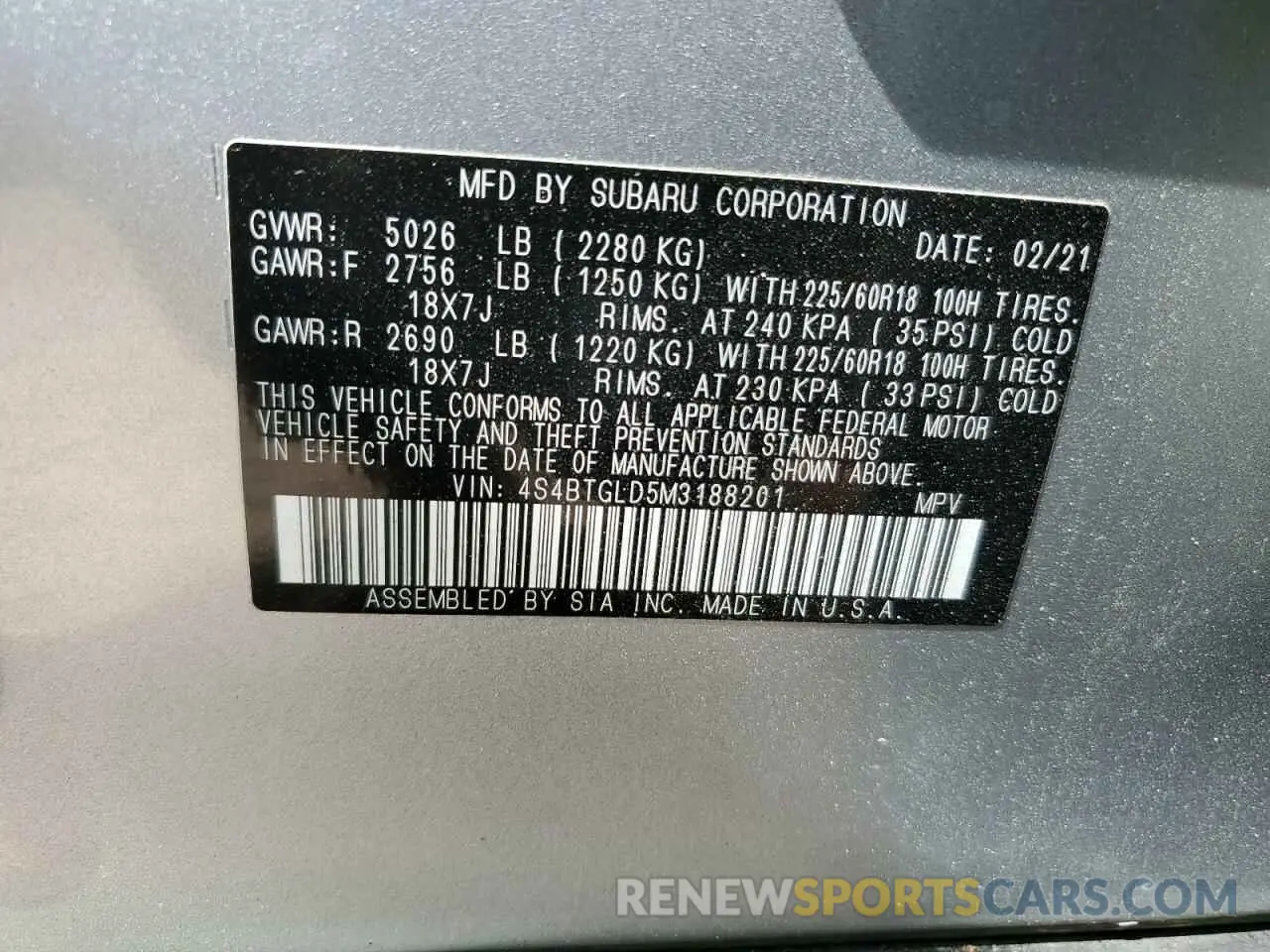 14 Photograph of a damaged car 4S4BTGLD5M3188201 SUBARU OUTBACK 2021
