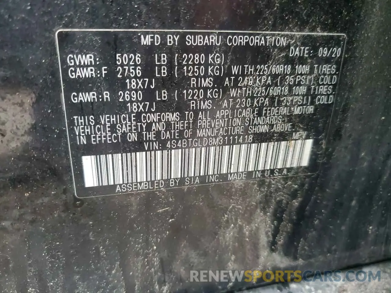 13 Photograph of a damaged car 4S4BTGLD8M3111418 SUBARU OUTBACK 2021